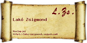 Lakó Zsigmond névjegykártya
